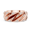 Rose Gold Front View Diamond Twist Wide Band Ring
