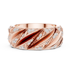 Rose Gold Front View Diamond Twist Wide Band Ring
