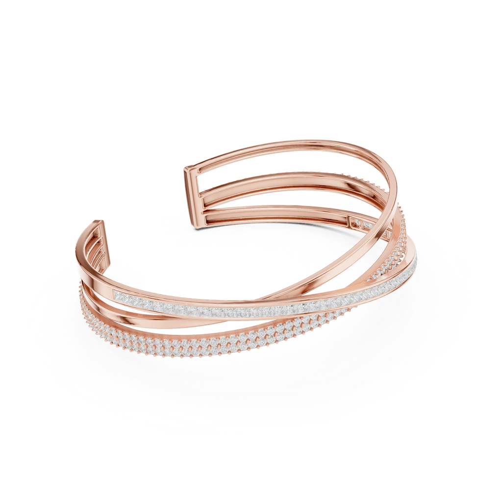 luxury crossover gold moissanite bracelet top angle