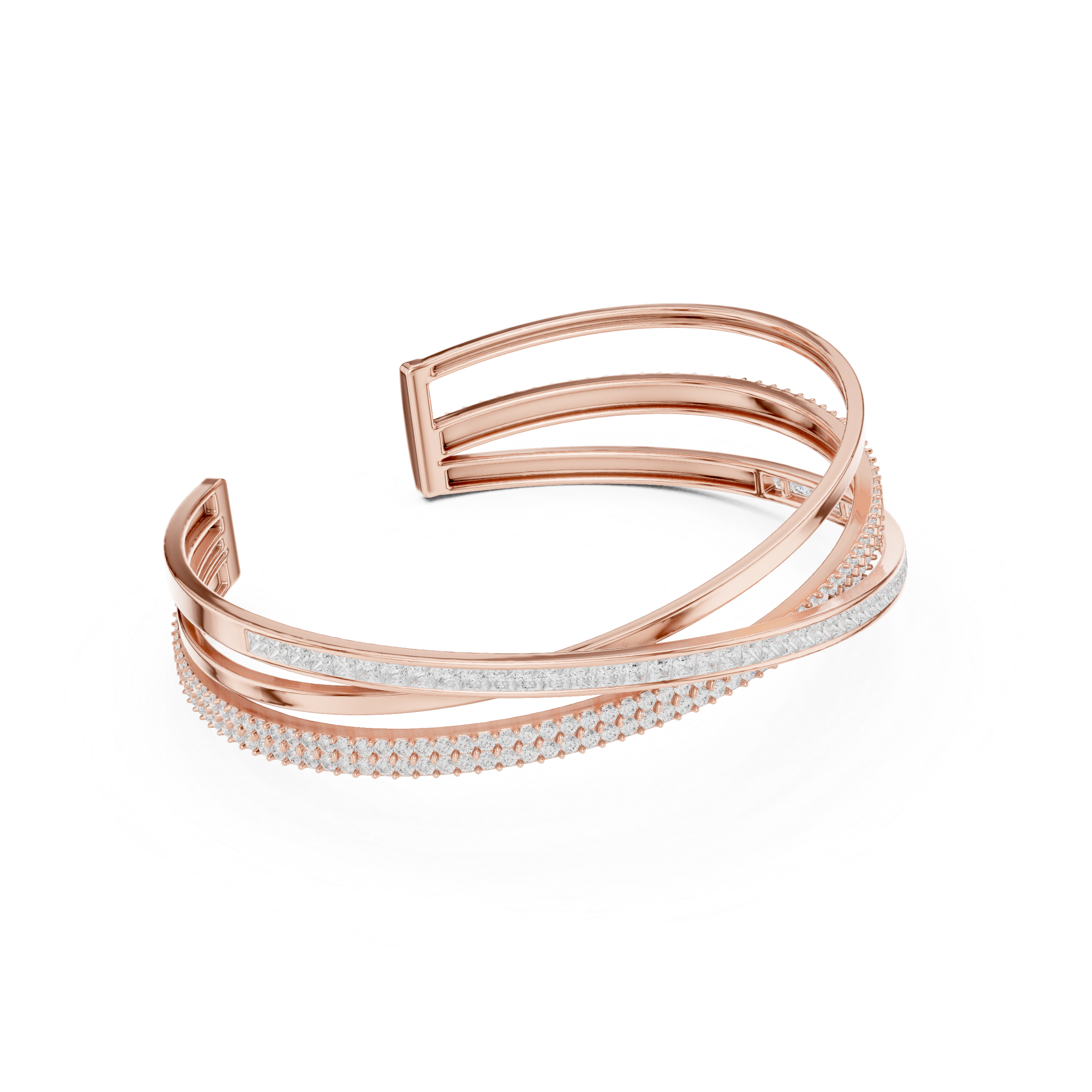 luxury crossover gold moissanite bracelet top angle