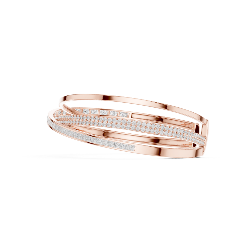 rose gold bracelet layered diamond bands
