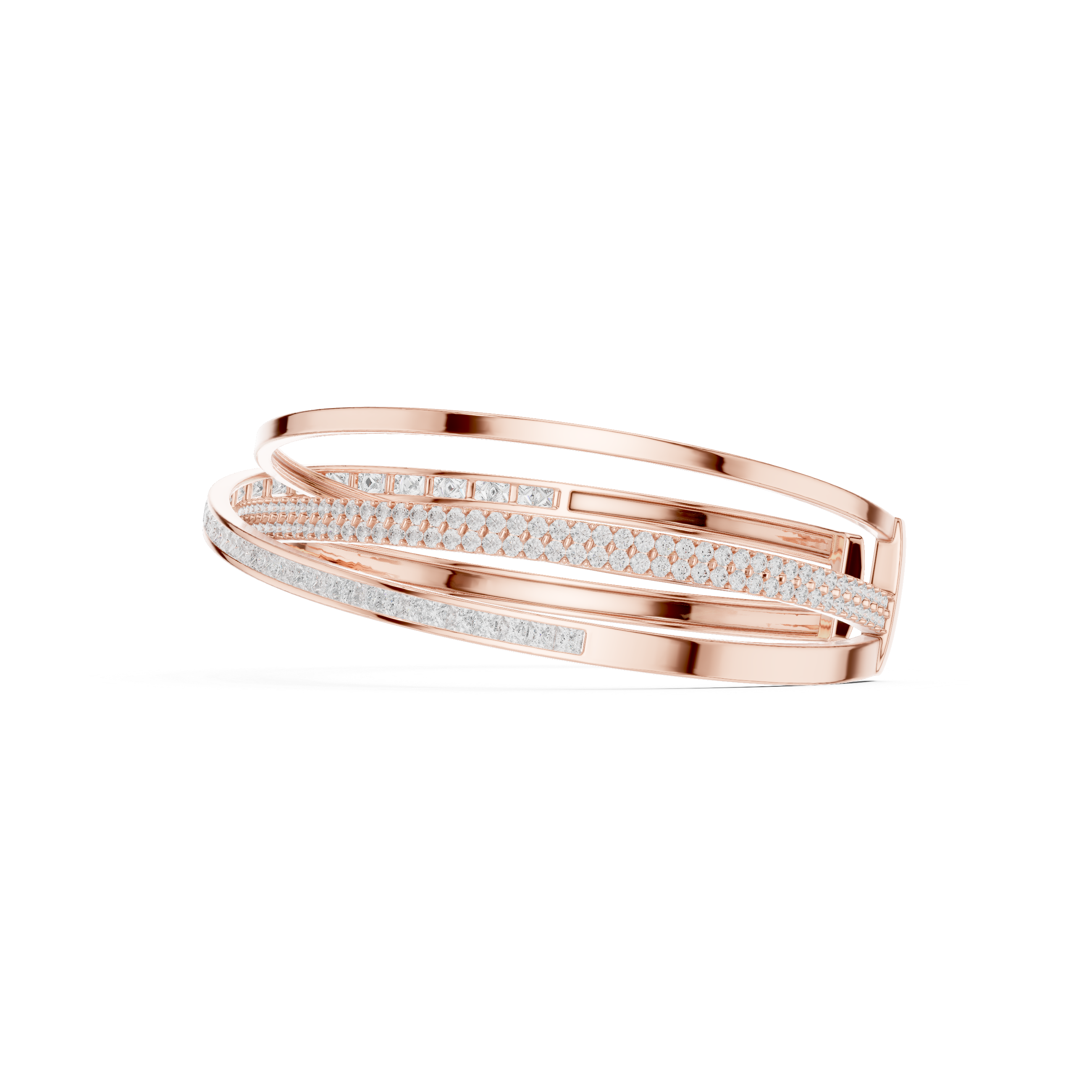 rose gold bracelet layered diamond bands