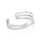 white gold moissanite bracelet crossover design