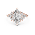 Marquise moissanite halo ring in rose gold front view elegant sparkle
