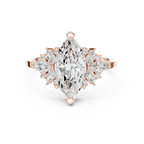Marquise moissanite halo ring in rose gold front view elegant sparkle