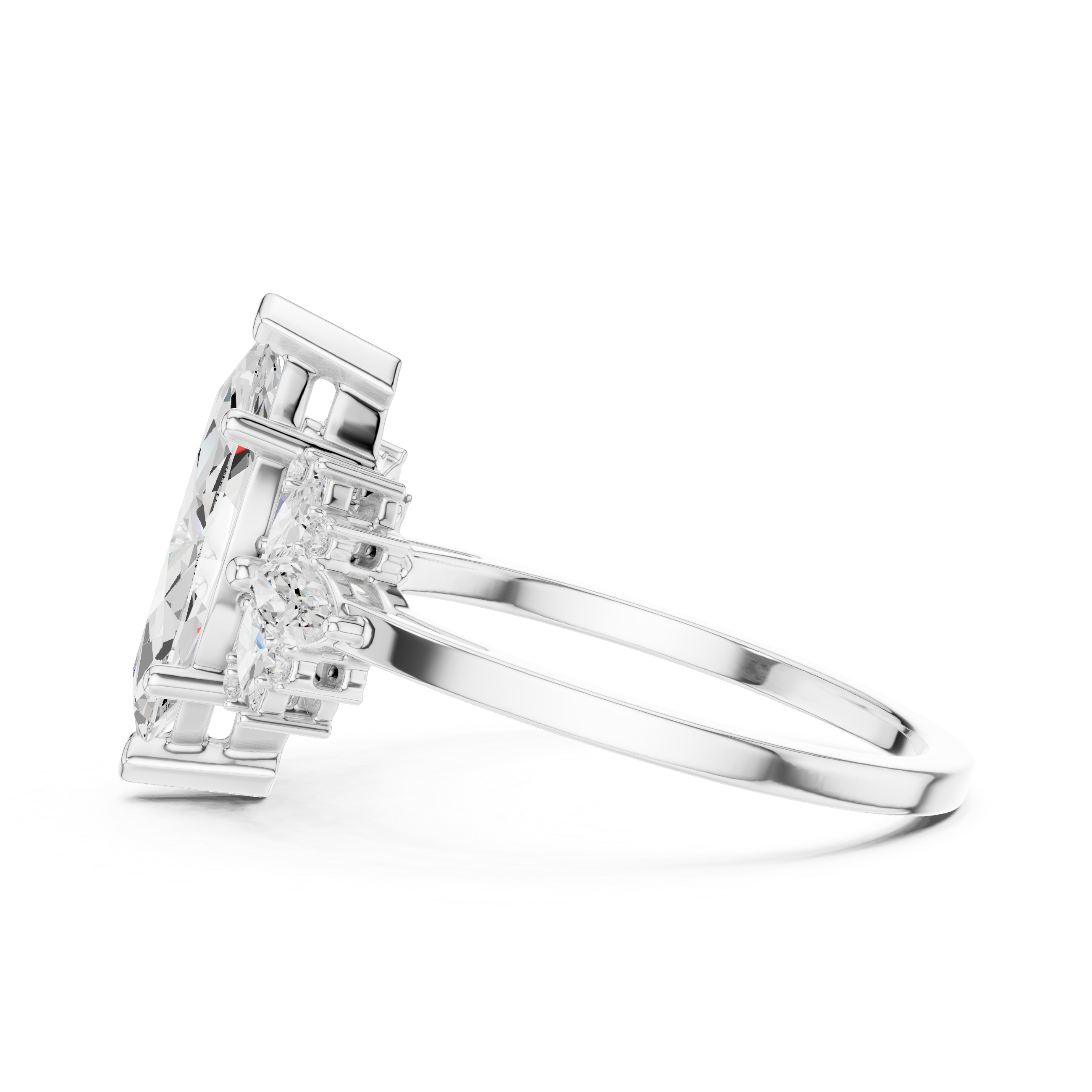Marquise Solitaire Cluster Ring