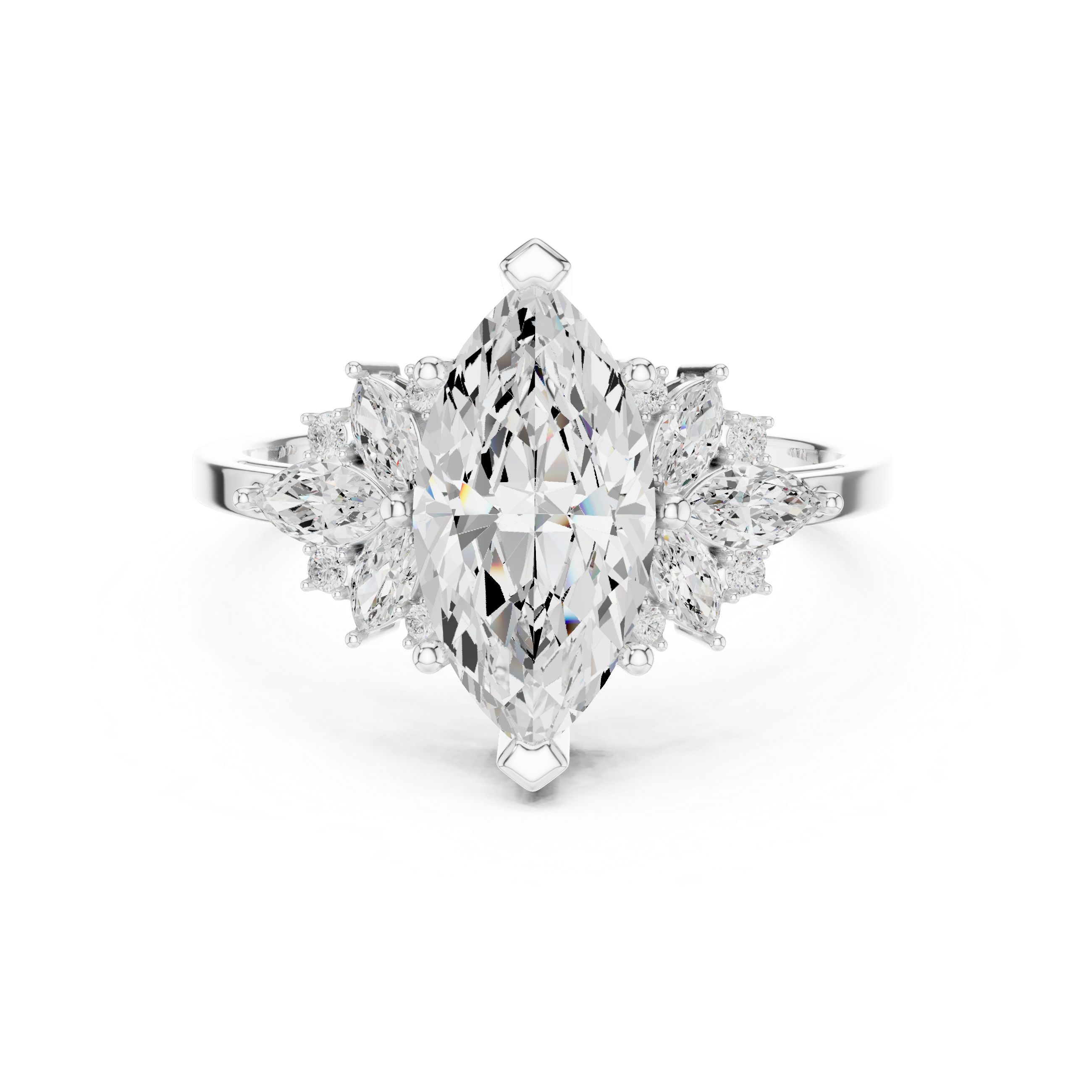 Marquise Solitaire Cluster Ring