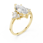 Marquise Solitaire Cluster Ring