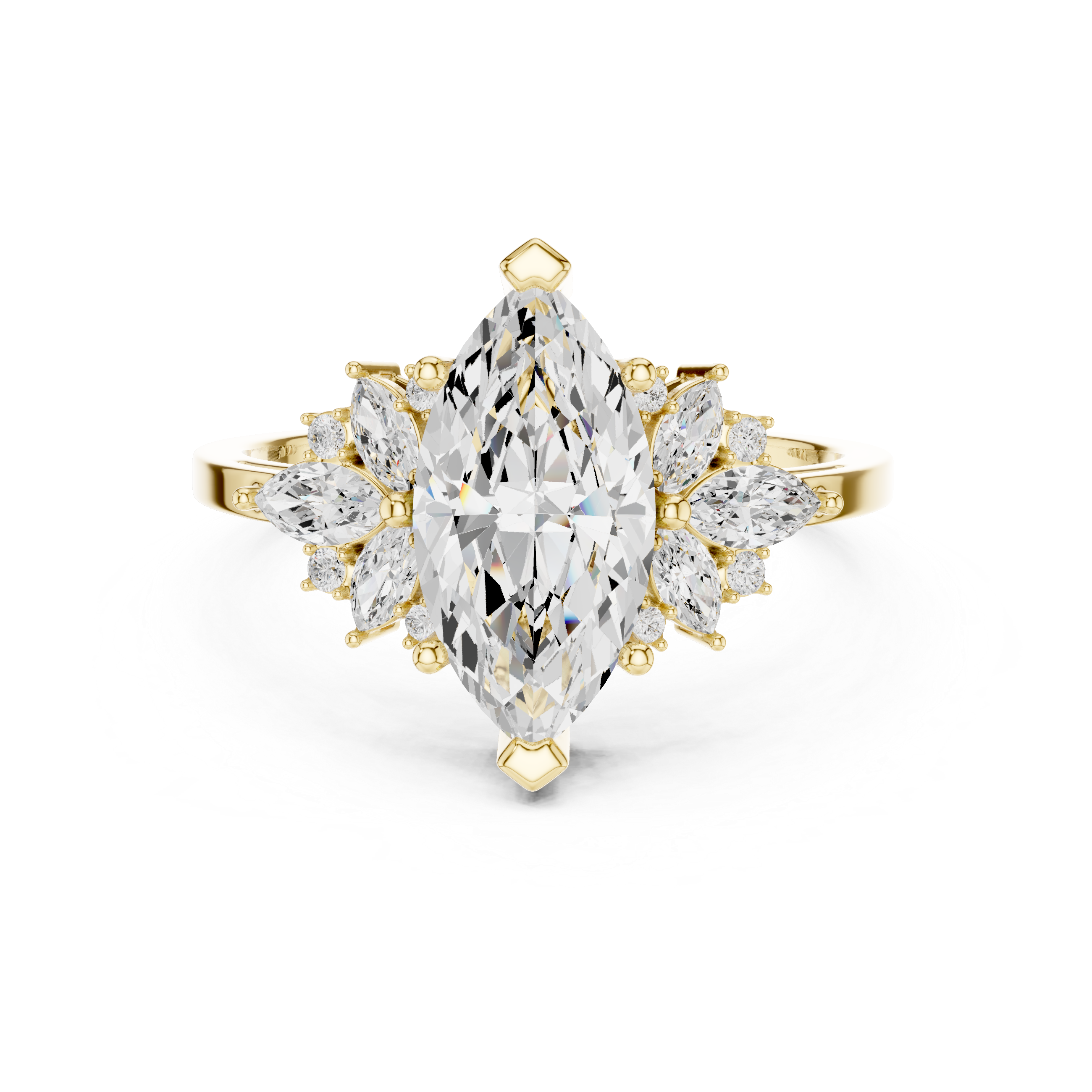 Marquise Solitaire Cluster Ring