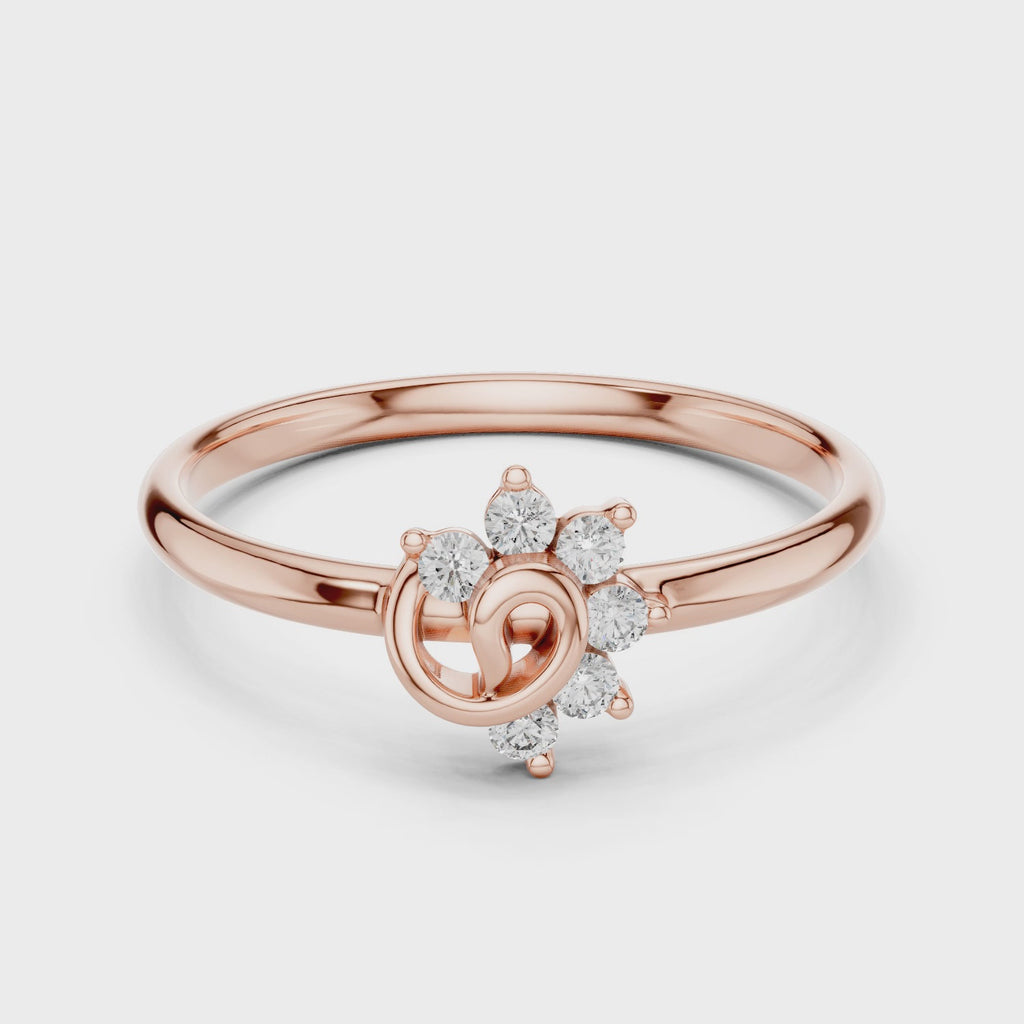 360 degree video of floral knot diamond ring in rose gold