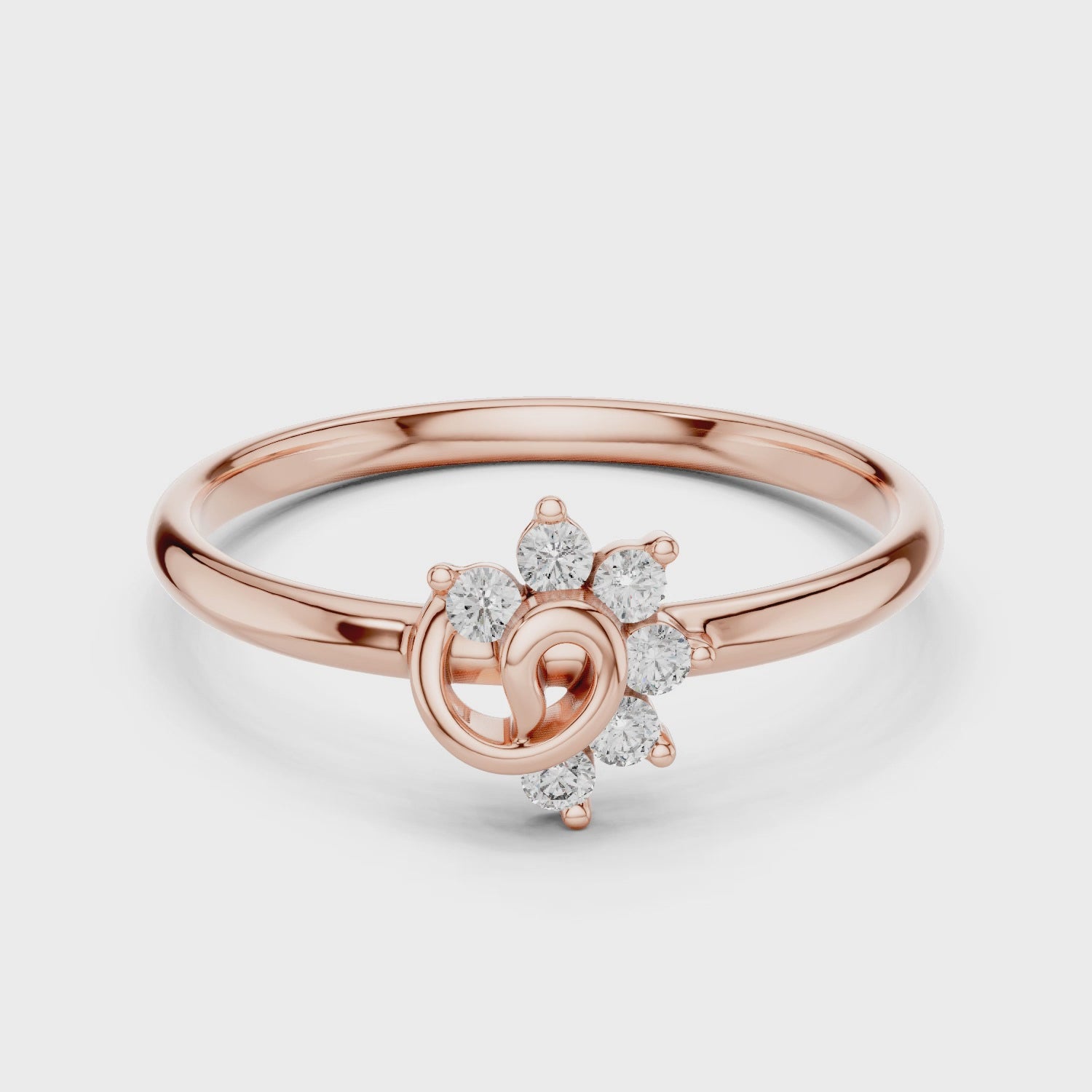 360 degree video of floral knot diamond ring in rose gold