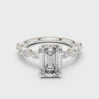 Emerald Cut Halo Statement Ring