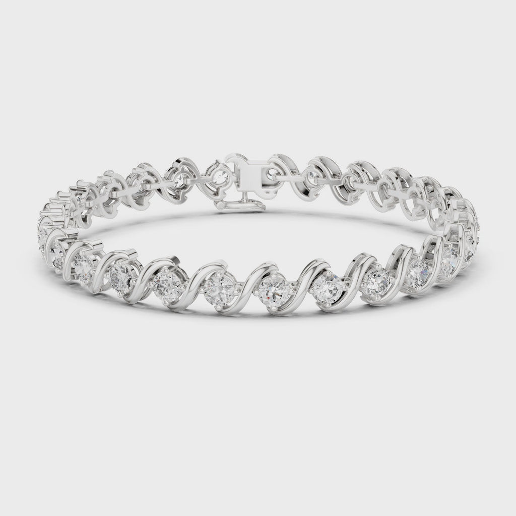 White gold 6.45 ct moissanite tennis bracelet full rotation video