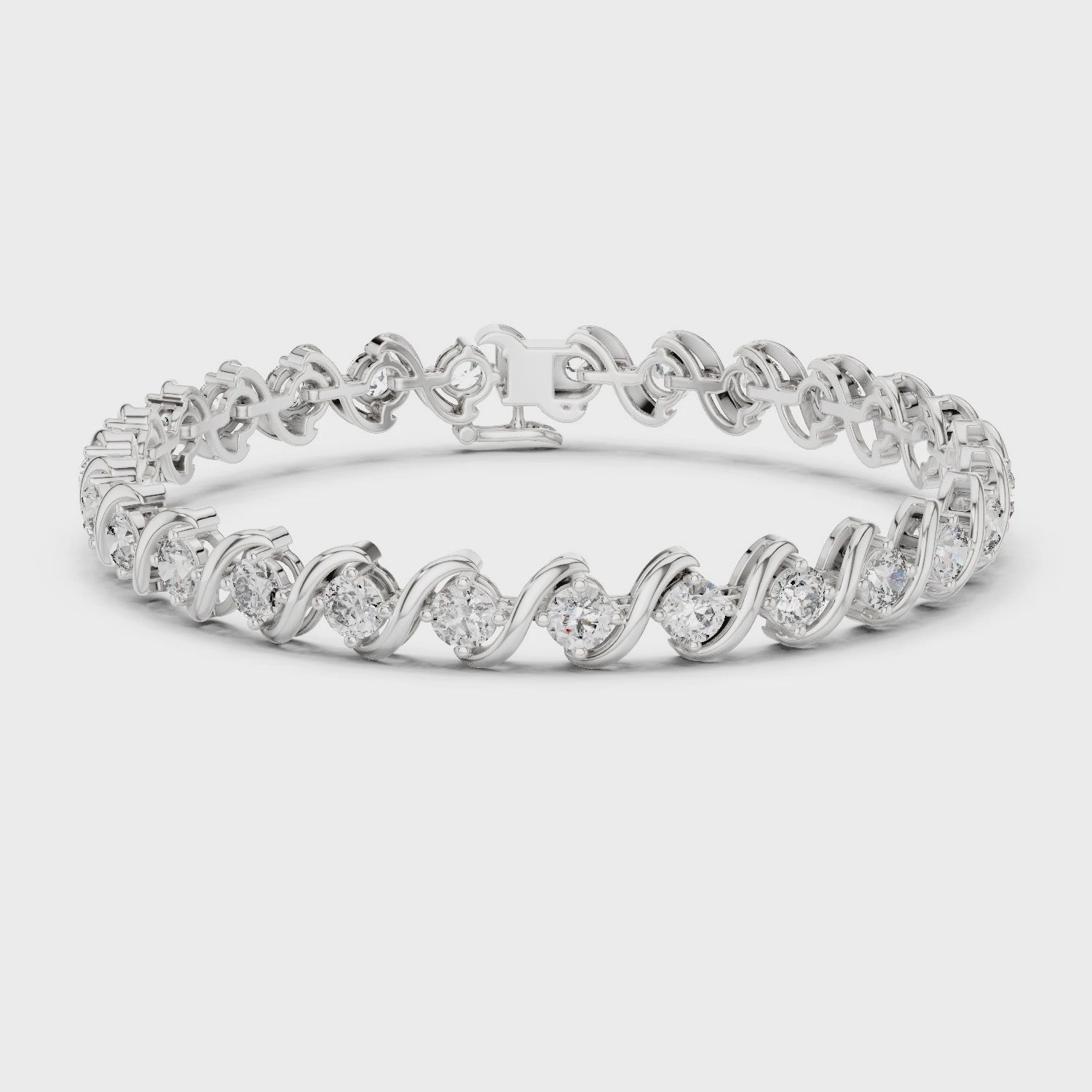White gold 6.45 ct moissanite tennis bracelet full rotation video