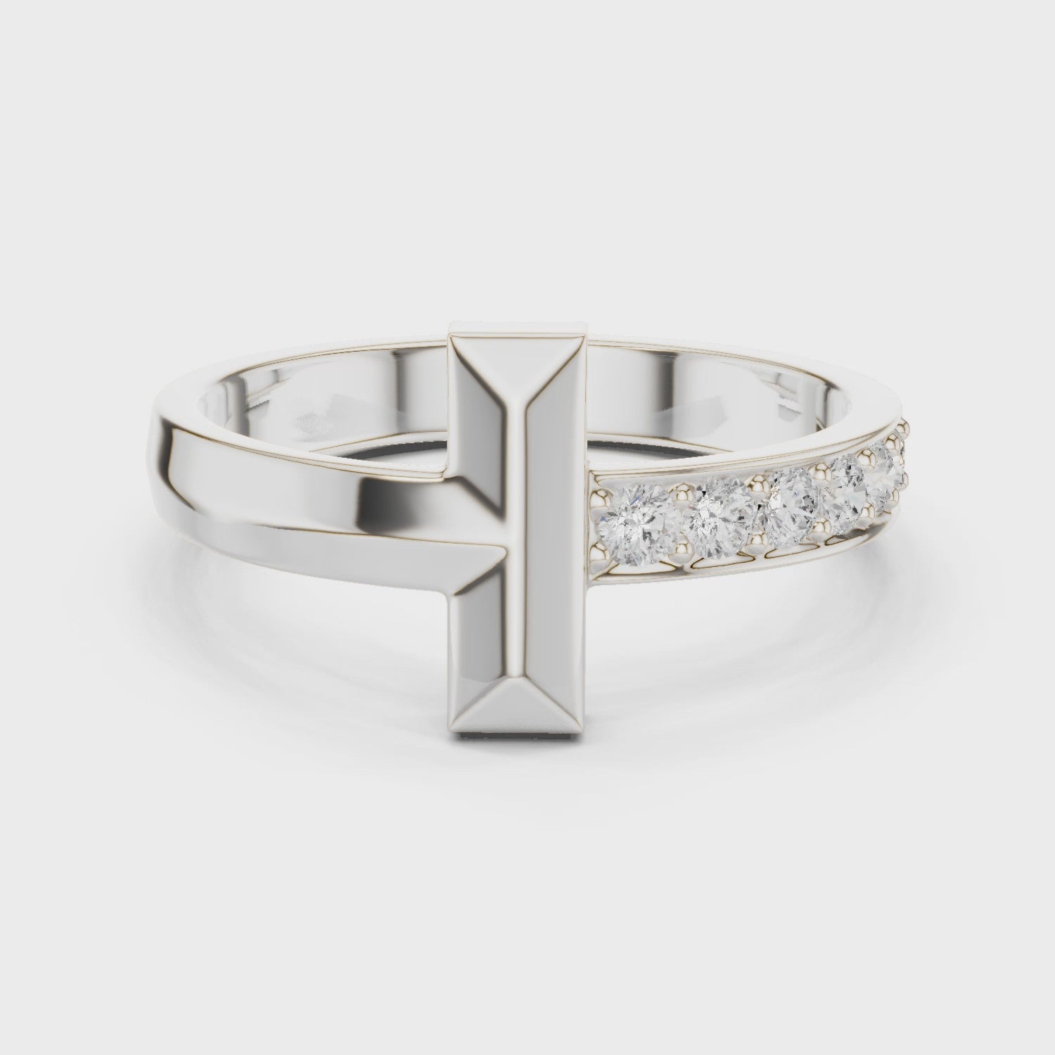 White Gold 0.21 Ct Pavé Men’s Ring Complete Turntable View