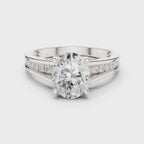 White gold oval solitaire engagement ring 360 view