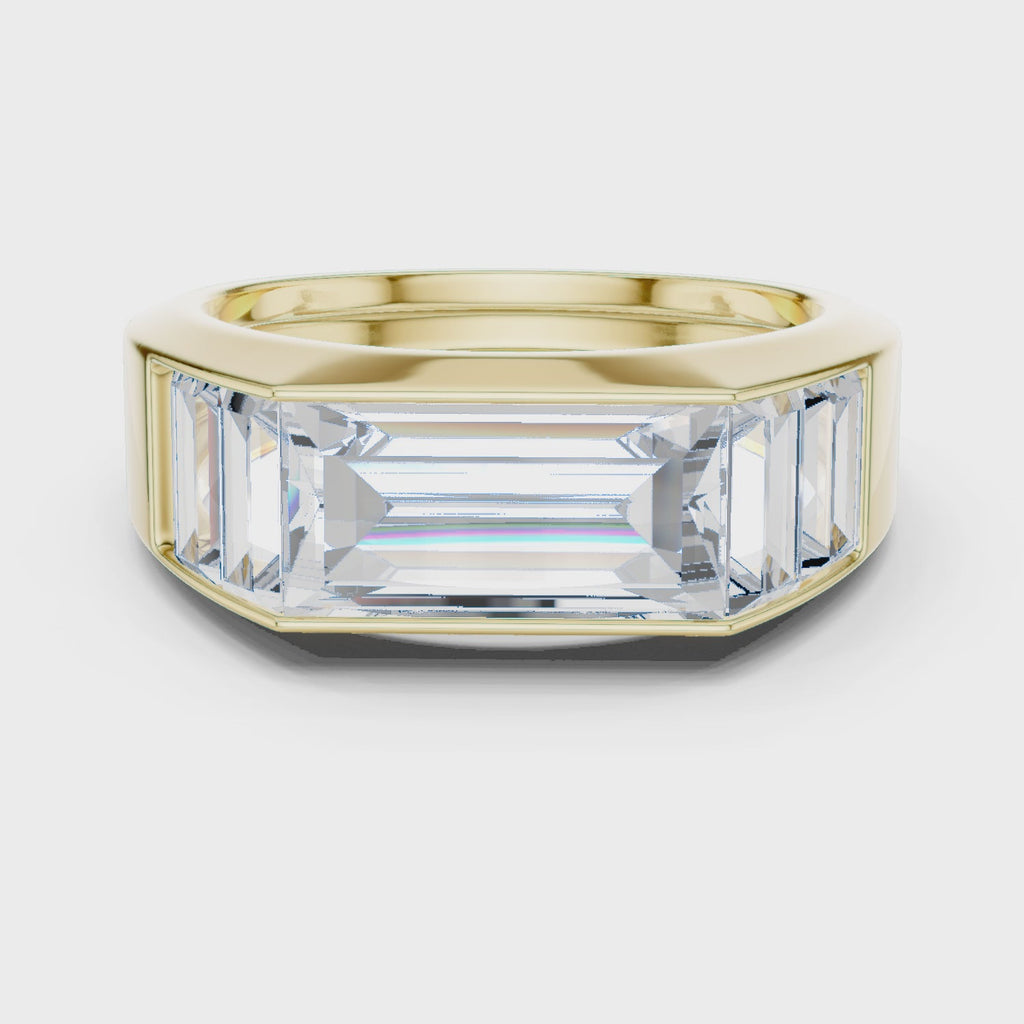 360 degree rotating view of Mozow X BLAZE 3.42 ct baguette men’s ring in yellow gold