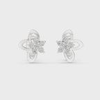 mozow x floral moissanite stud earrings white gold 360 degree rotating sparkle view