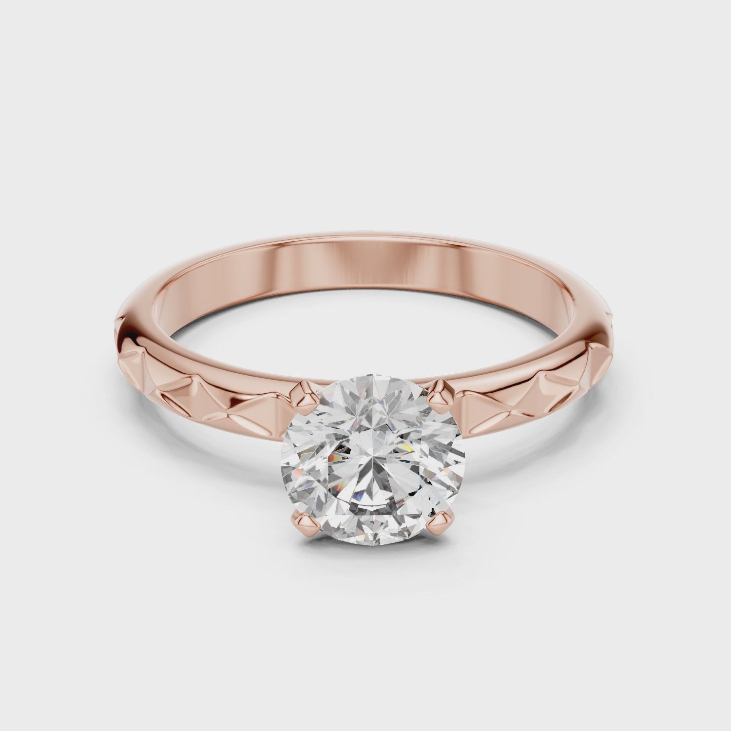 Round Solitaire Textured Designer Band