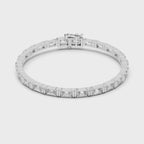 Luxury white gold emerald cut moissanite tennis bracelet 360 degree video view