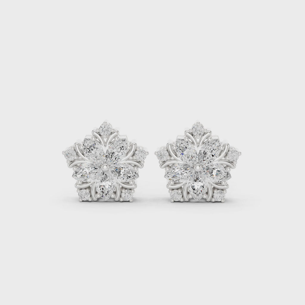 Royal Marquise Floral Stud Earrings
