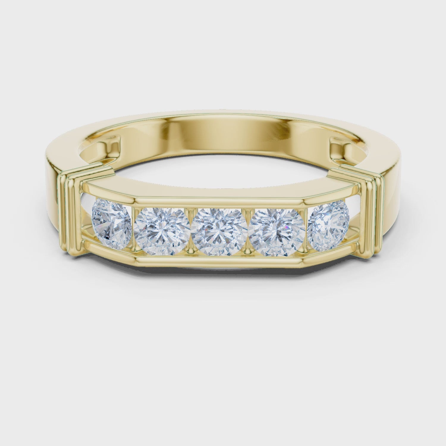 Yellow Gold 360 View Men’s 0.55 Ct Moissanite Anniversary Ring
