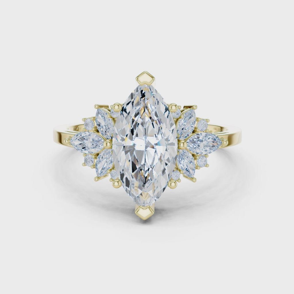 Marquise Solitaire Cluster Ring
