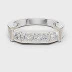 White Gold Full Rotation Men’s Modern Structured Ring
