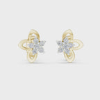 mozow x floral moissanite stud earrings yellow gold 360 degree rotating luxury jewelry view