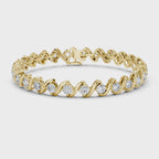 360 degree rotating yellow gold infinity wave moissanite bracelet