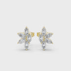 Yellow gold marquise moissanite cluster earrings 360 product video
