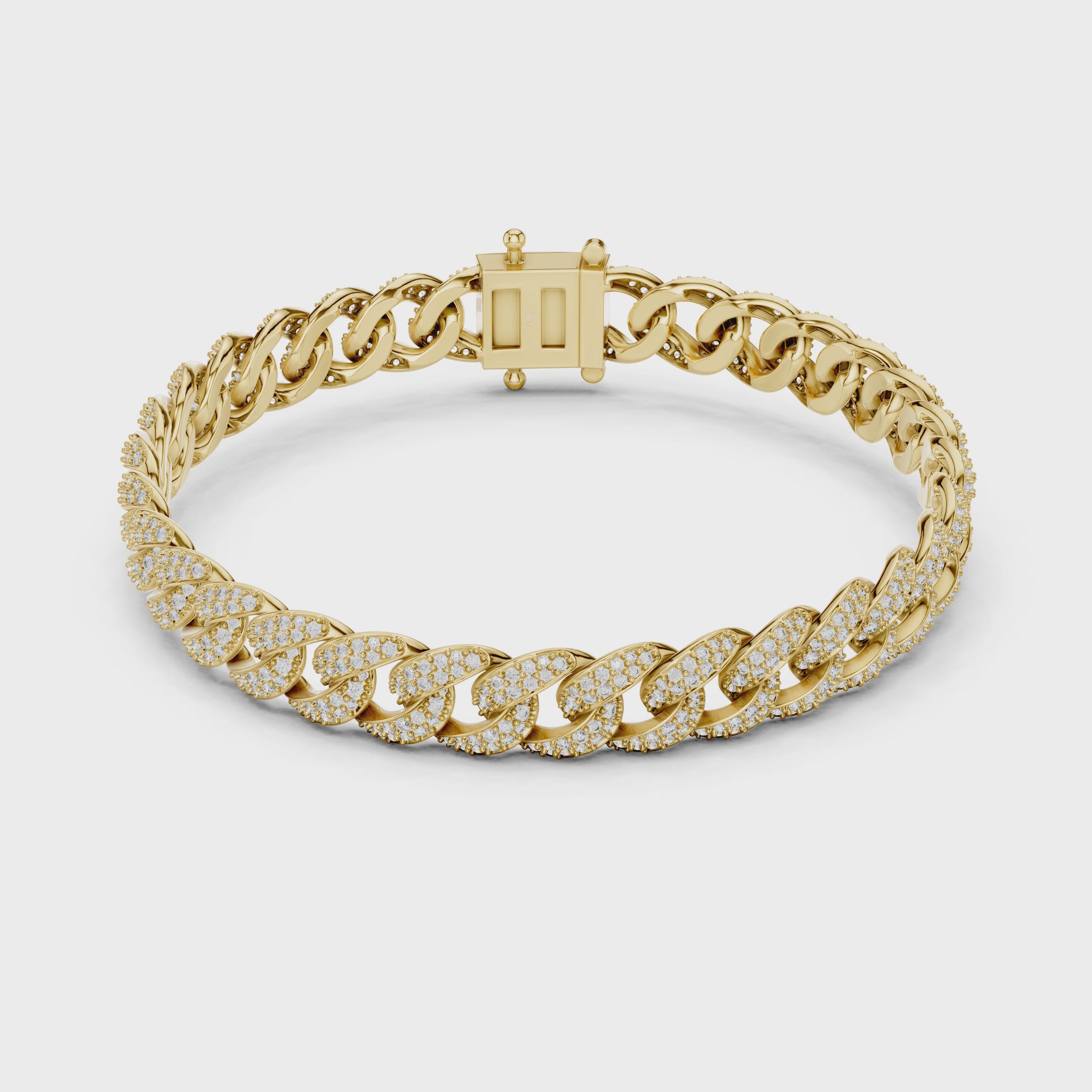 Premium yellow gold iced Cuban bracelet full 360 degree video