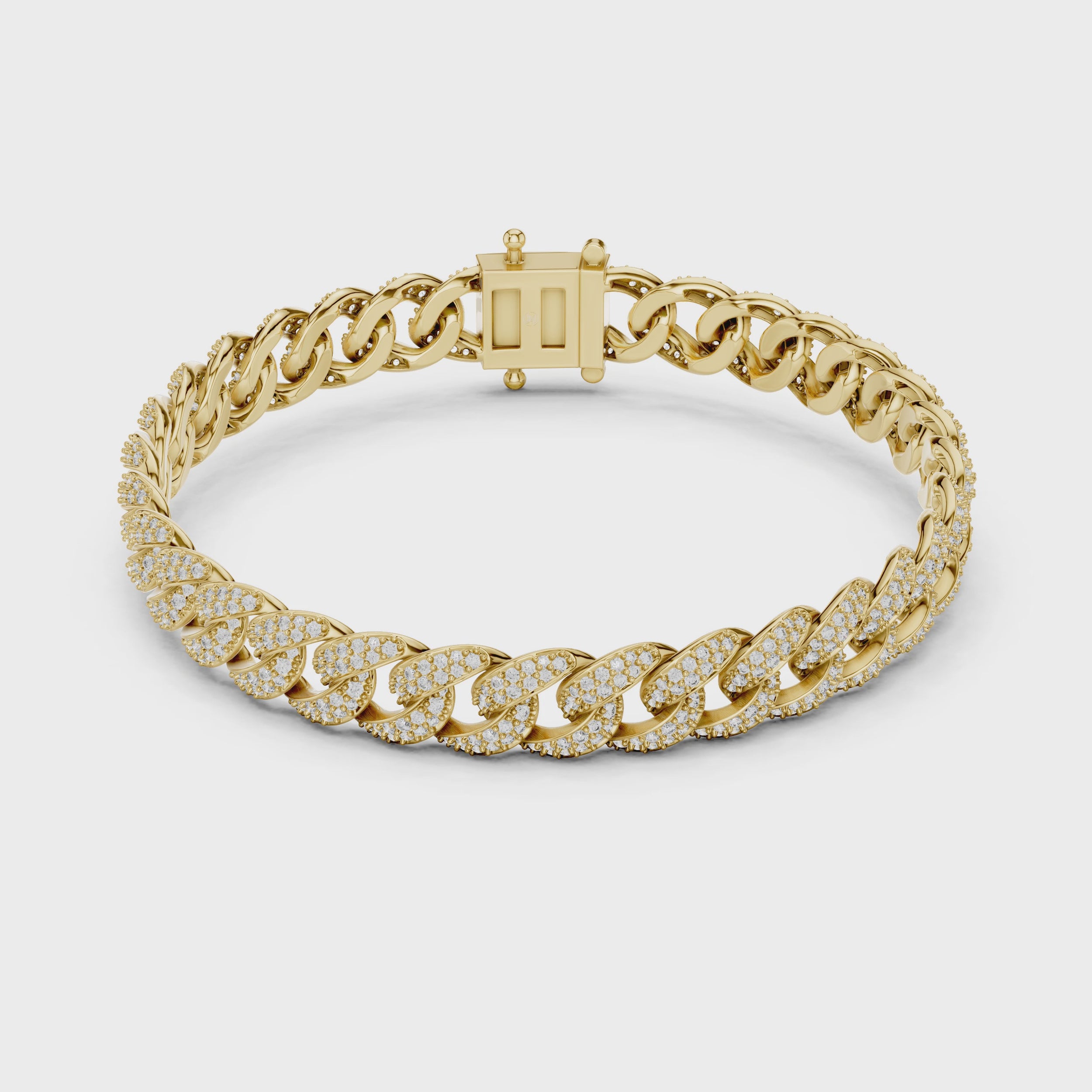 Premium yellow gold iced Cuban bracelet full 360 degree video