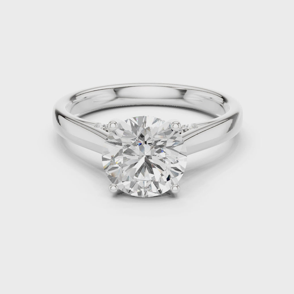 White gold moissanite ring detailed close up sparkle shot