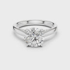 White gold moissanite ring detailed close up sparkle shot