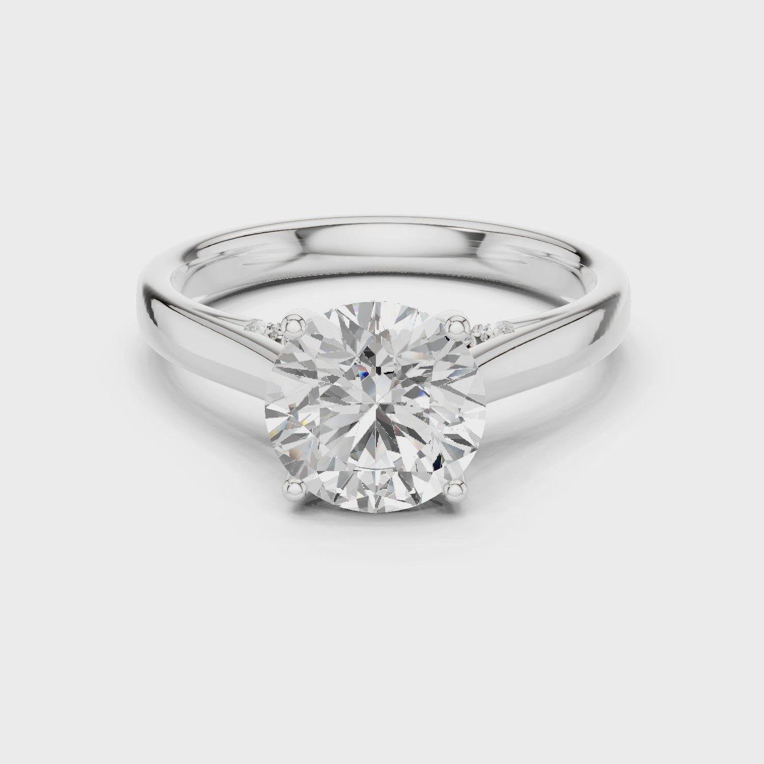 White gold moissanite ring detailed close up sparkle shot