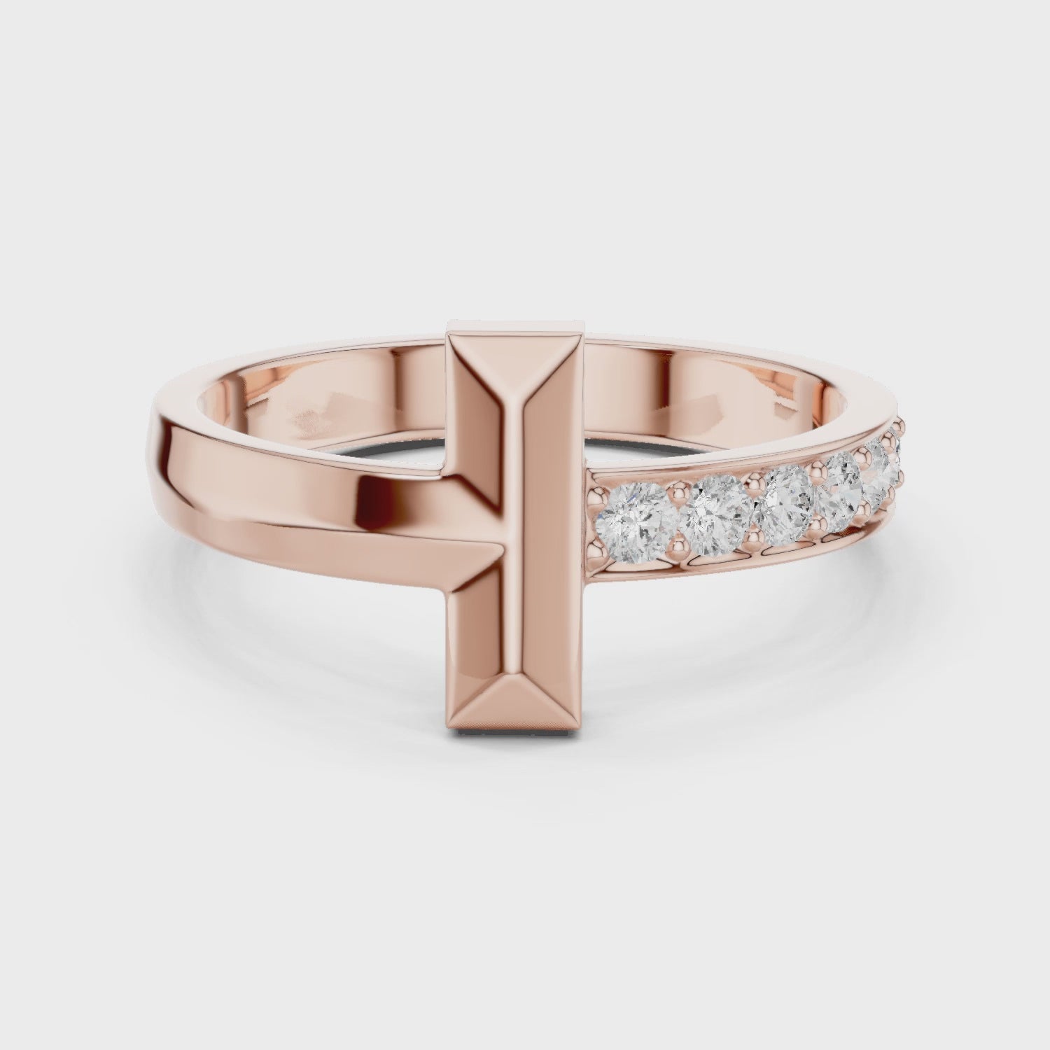 Rose Gold Men’s T Bar Moissanite Ring 360 Product Rotation