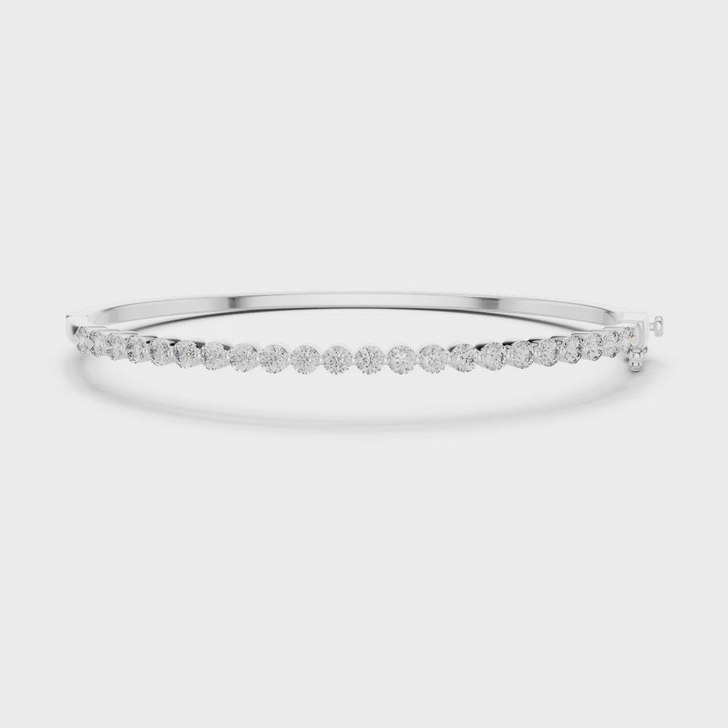 360 degree white gold 1.98 ct tennis bangle detail video