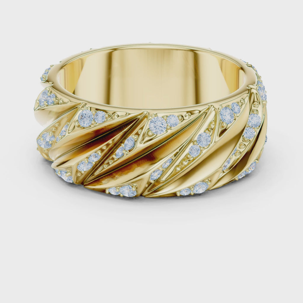 Yellow Gold 360 Degree Rotating 0.63 Ct Diamond Statement Band

