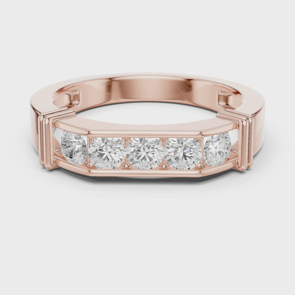 Rose Gold 360 Rotation Bold Men’s Wedding Band
