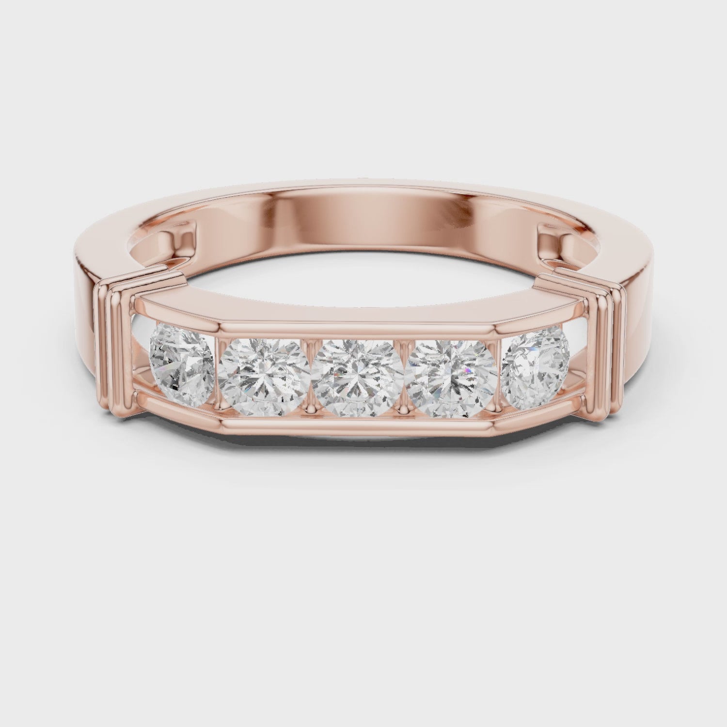 Rose Gold 360 Rotation Bold Men’s Wedding Band
