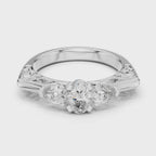 Mozow X 1.00ct Oval Center Pear Side Three Stone Ring in White Gold – 360 Degree Product View