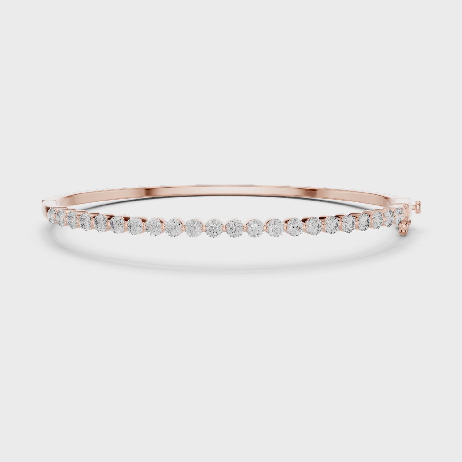 360 rotation rose gold diamond tennis bangle full sparkle view