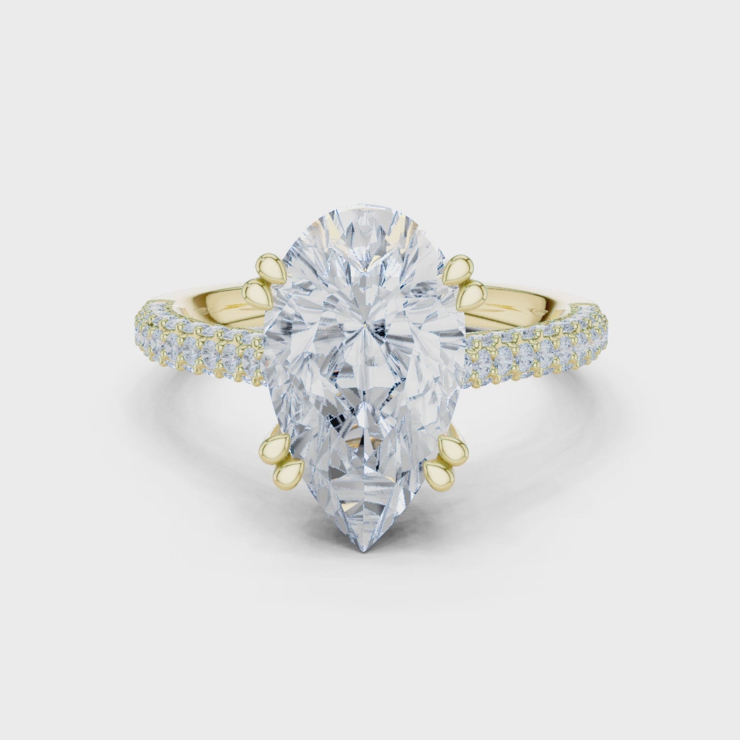 360 degree pear ring hidden halo and pave band detail