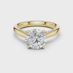 Yellow gold round moissanite ring minimal timeless look