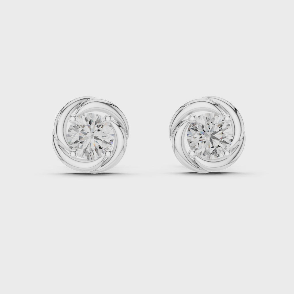 Mozow X 0.48 ct round moissanite stud earrings 360 degree rotation white gold