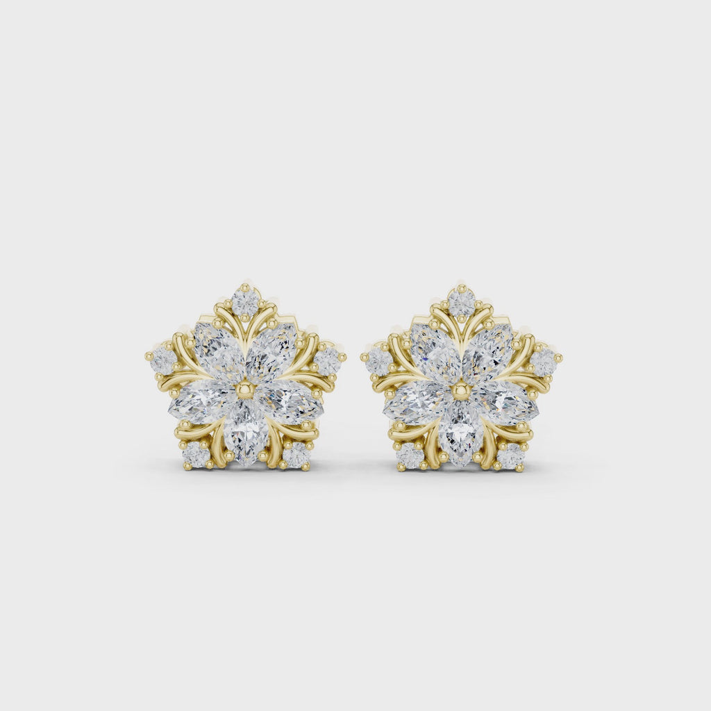 Royal Marquise Floral Stud Earrings
