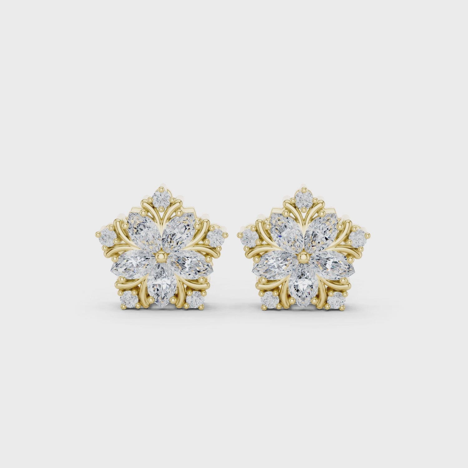 Royal Marquise Floral Stud Earrings