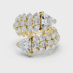 yellow gold designer cluster ring 360 spin bold brilliance view