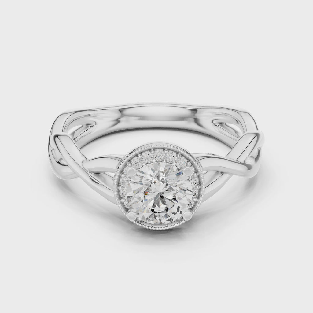 White gold 360 degree view infinity halo moissanite ring Mozow X